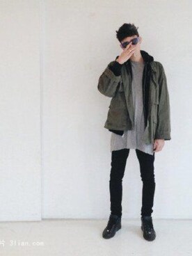 「森野帆布（モリノハンプ）のアイテム」を使った、Topg さん（メンズ・175cm）の冬コーディネート