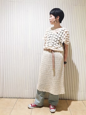 「My Fav. CHILD WOMAN（マイファブチャイルドウーマン）のアイテム（デニムパンツ）」を使った、24さん（レディース・160cm）の春コーディネート