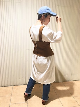 「金髪ショート」｜「アイテム（ワンピース/ドレス）」を使った、24さん（レディース・160cm）の夏コーディネート