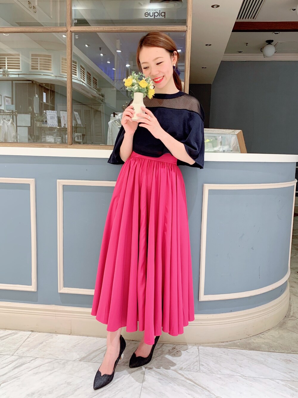 「Agaのアイテム（トップス、ブルー系）」を使った、Maymayさん（レディース・150cm）の春コーディネートの1枚目の写真