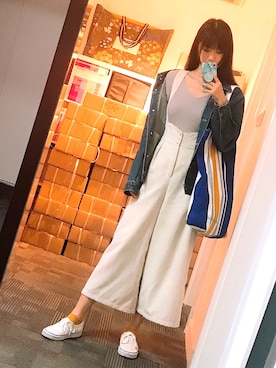 「NICE CLAUP（ナイスクラップ）のアイテム（オールインワン・サロペット）」を使った、yukiyukiyukiさん（レディース・168cm）の春コーディネート