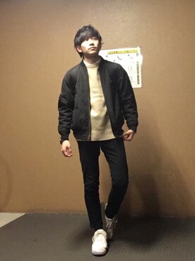 「オックスフォードシャツ」｜「アイテム（ブルゾン）」を使った、タニヘーさん（メンズ・157cm）の冬コーディネート