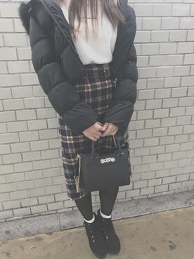 「CECIL McBEE（セシルマクビー）のアイテム（ダウンジャケット/コート）」を使った、minaさん（レディース・161cm）の冬コーディネート