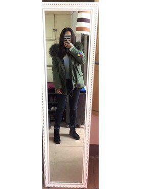 「NAUTICA JEANS（ノーティカ ジーンズ）のアイテム」を使った、CHUQIさん（レディース・160cm）の冬コーディネート