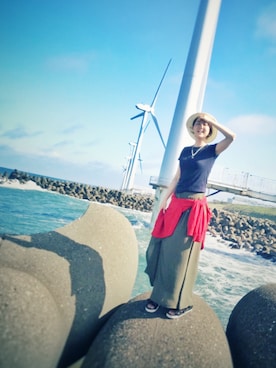 「ひまわり畑」｜「アイテム（その他）」を使った、Eiさん（レディース・160cm）の夏コーディネート
