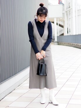 「LACOSTE」｜「アイテム（ブーツ）」を使った、harukaさん（レディース・157cm）の秋コーディネート