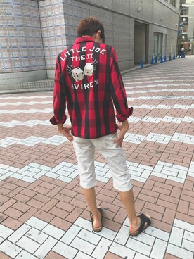 「red」｜「アイテム（パンツ）」を使った、yu- sukeさん（メンズ・182cm）の夏コーディネート