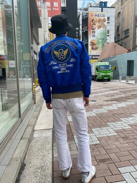 「大学生」｜「アイテム（MA-1）」を使った、yu- sukeさん（メンズ・182cm）の春コーディネート