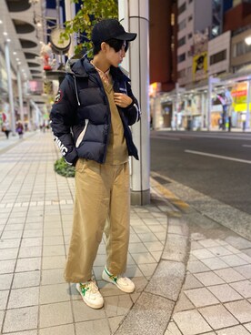 「AVIREX（アヴィレックス）のアイテム（ダウンジャケット/コート）」を使った、yu- sukeさん（メンズ・184cm）の冬コーディネート