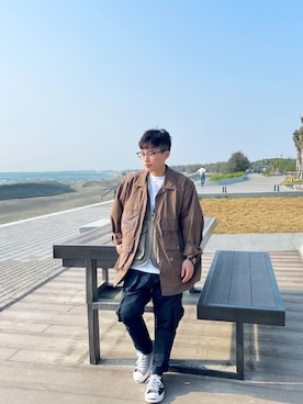 「plain-me（プレインミー）のアイテム（ベスト）」を使った、33さん（メンズ・155cm）の春コーディネート