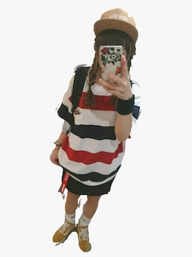 「くつした」｜「アイテム（アクセサリー）」を使った、RICOmoshさん（レディース・158cm）の夏コーディネート