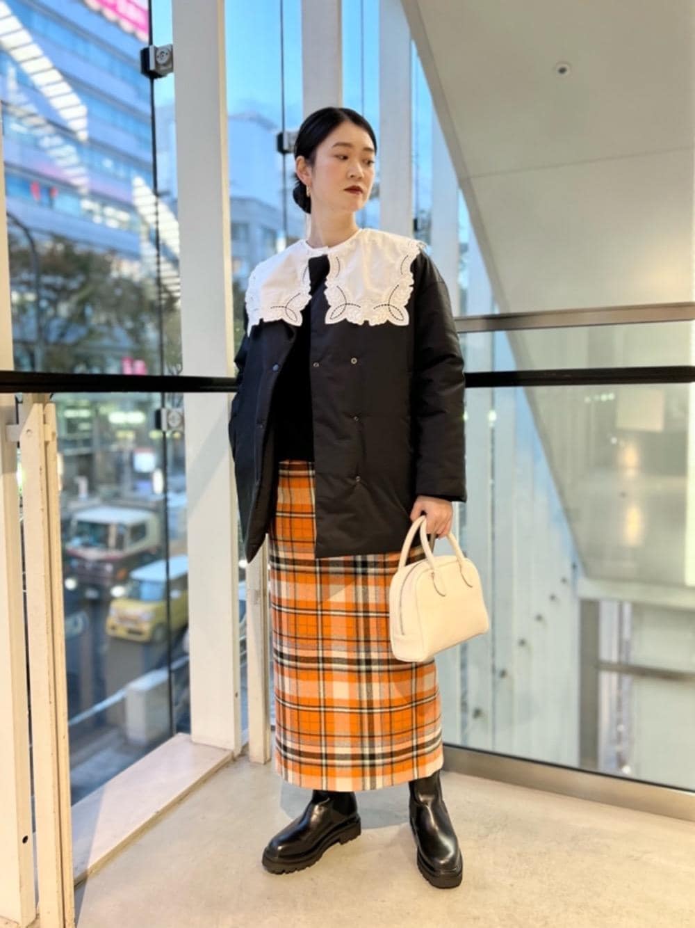 タグ付新品ユナイテッドアローズMANTECOチェックウールタイトスカート38