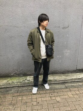 「SENSE OF PLACE by URBAN RESEARCH（センスオブプレイスバイアーバンリサーチ）のアイテム（ナイロンジャケット）」を使った、にゃんぽんさん（メンズ・171cm）の秋コーディネート
