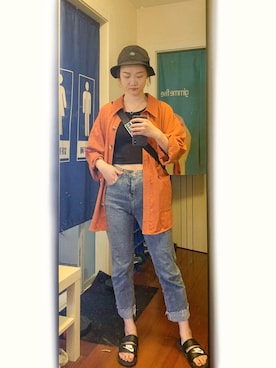 「アイテム（ピーコート、オレンジ系）」を使った、落枕的方向盘さん（レディース・163cm）の夏コーディネート