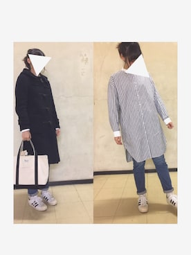 「シャツワンピ」｜「アイテム（ダッフルコート）」を使った、yaさん（レディース・163cm）の冬コーディネート