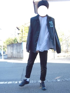 「白ソックス」｜「アイテム（ナイロンジャケット）」を使った、tsubaさん（メンズ・170cm）の冬コーディネート