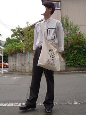 「JUNRED（ジュンレッド）のアイテム（トートバッグ）」を使った、tsubaさん（メンズ・170cm）の春コーディネート
