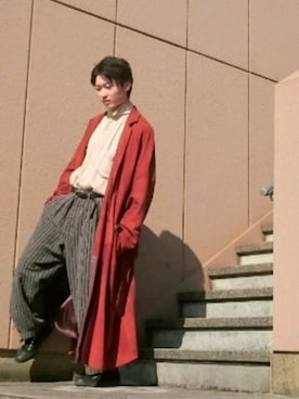 「sulvam(サルバム)の17aw ゴートレザーコート(ジャケット/アウター、ブラウン系)」を使った、Masaaki Moriさん(メンズ・165cm)の秋コーディネート