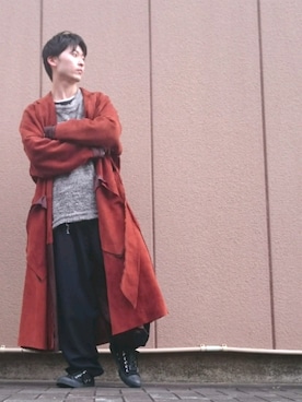 「Yohji Yamamoto POUR HOMME(ヨウジヤマモトプールオム)のyohji yamamoto pour homme (ニット/セーター、グレー系)」を使った、Masaaki Moriさん(メンズ・165cm)の秋コーディネート