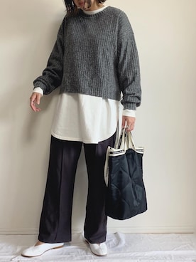 「JEANASIS（ジーナシス）のシャツテイルBIGロンT/826709（Tシャツ/カットソー）」を使った、a__star__iさん（レディース・160cm）の秋コーディネート