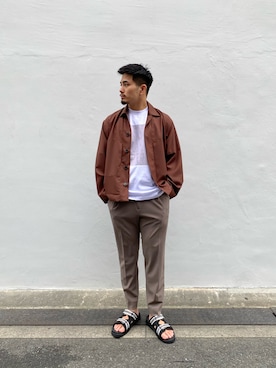「STUDIOUS（ステュディオス）のアイテム（スラックス）」を使った、Kazuki Yamashitaさん（メンズ・172cm）の春コーディネート