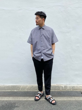 「アイテム（スラックス）」を使った、Kazuki Yamashitaさん（メンズ・172cm）の春コーディネート