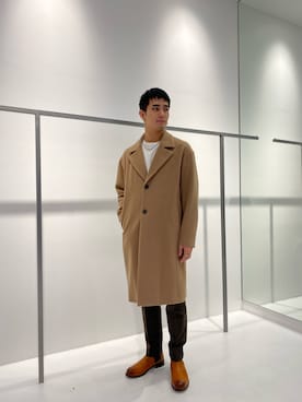 「STUDIOUS（ステュディオス）のアイテム（チェスターコート）」を使った、Kazuki Yamashitaさん（メンズ・172cm）の秋コーディネート