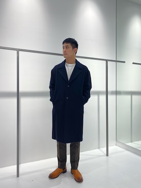 「STUDIOUS（ステュディオス）のアイテム（チェスターコート）」を使った、Kazuki Yamashitaさん（メンズ・172cm）の秋コーディネート