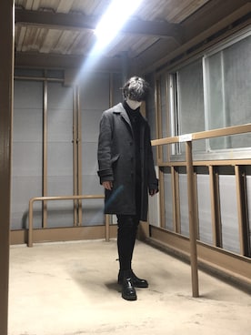 「COMME CA ISM（コムサイズム）のアイテム（チェスターコート）」を使った、K☺︎ さん（メンズ・175cm）の春コーディネート