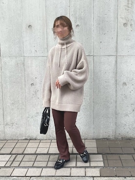 「ワッフル」｜Mnortさん（レディース・160cm）の冬コーディネート
