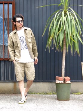 「CLUCT（クラクト）のアイテム（パンツ）」を使った、Canvas Yoshikiさん（メンズ・177cm）の夏コーディネート