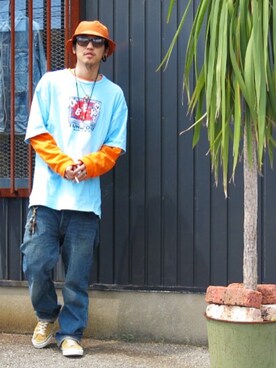 「LOSER MACHINE（ルーサーマシーン）のアイテム」を使った、Canvas Yoshikiさん（メンズ・177cm）の夏コーディネート