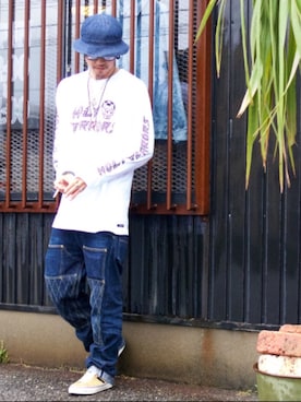 「EVILACTのアイテム」を使った、Canvas Yoshikiさん（メンズ・177cm）の夏コーディネート