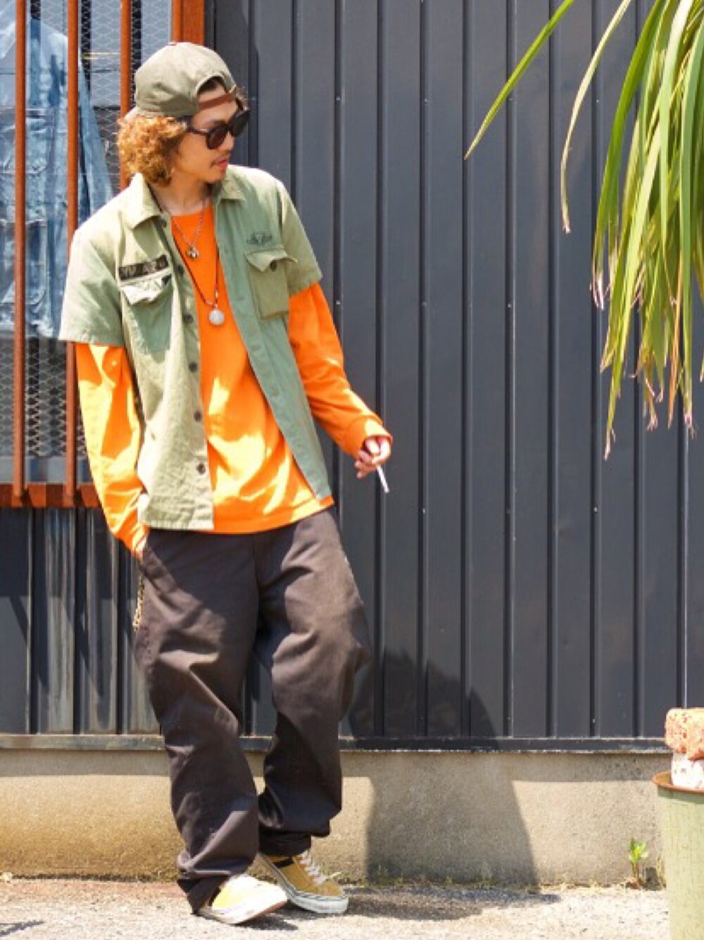 「street、streetstyle、STYLE、ootd」｜「TUGBOAT GARMENTSのアイテム（キャップ、グリーン系）」を使った、Canvas Yoshikiさん（メンズ・177cm）の夏コーディネートの1枚目の写真
