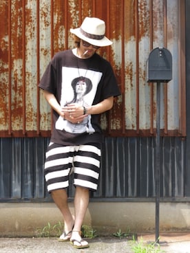 「CLUCT（クラクト）のアイテム（パンツ）」を使った、Canvas Yoshikiさん（メンズ・177cm）の夏コーディネート