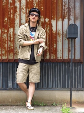 「CLUCT（クラクト）のアイテム（キャップ）」を使った、Canvas Yoshikiさん（メンズ・177cm）の夏コーディネート