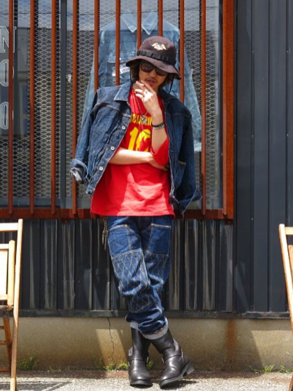 「street、streetstyle、STYLE、ootd」｜「LOSER MACHINEのアイテム（ハット、ブラック系）」を使った、Canvas Yoshikiさん（メンズ・177cm）の夏コーディネートの1枚目の写真