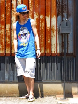「CLUCT（クラクト）のアイテム（パンツ）」を使った、Canvas Yoshikiさん（メンズ・177cm）の夏コーディネート