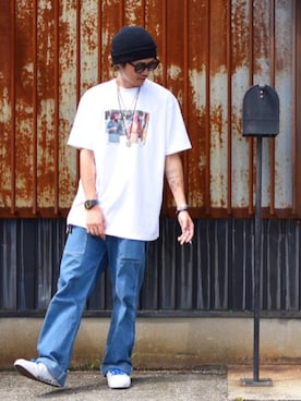「CLUCT（クラクト）のアイテム（パンツ）」を使った、Canvas Yoshikiさん（メンズ・177cm）の夏コーディネート