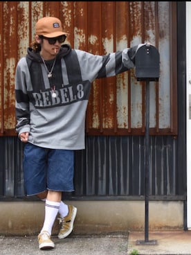 「MillReef（ミルリーフ）のアイテム」を使った、Canvas Yoshikiさん（メンズ・177cm）の夏コーディネート