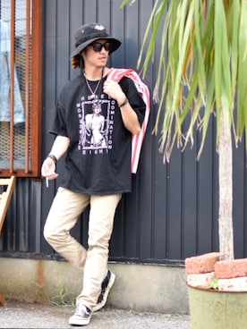 「CLUCT（クラクト）のアイテム（パンツ）」を使った、Canvas Yoshikiさん（メンズ・177cm）の夏コーディネート
