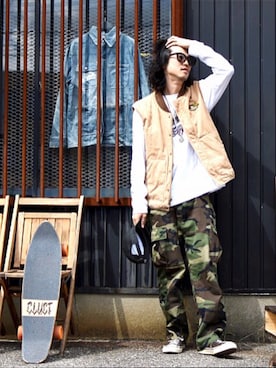 「LOSER MACHINE（ルーサーマシーン）のアイテム」を使った、Canvas Yoshikiさん（メンズ・177cm）の秋コーディネート