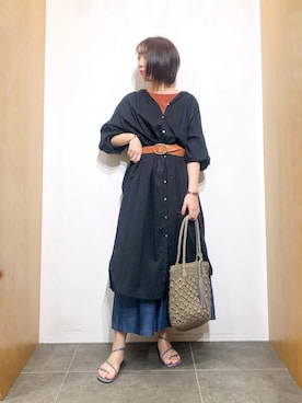 「RODE SKO（ロデスコ）のMARIA タッセルペーパーショルダー（ショルダーバッグ）」を使った、くろみーさん（レディース・168cm）の夏コーディネート