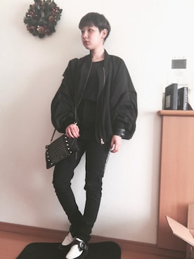「HELK（ヘルク）のアイテム（ジャケット/アウター）」を使った、林﨑咲良さん（レディース・153cm）の冬コーディネート