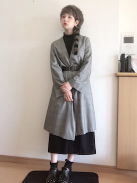 「DES PRES（デ・プレ）のアイテム（ジャケット/アウター）」を使った、林﨑咲良さん（レディース・153cm）の冬コーディネート