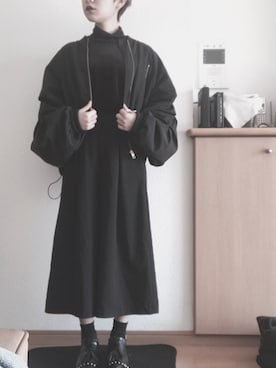 「HELK（ヘルク）のアイテム（ジャケット/アウター）」を使った、林﨑咲良さん（レディース・153cm）の冬コーディネート