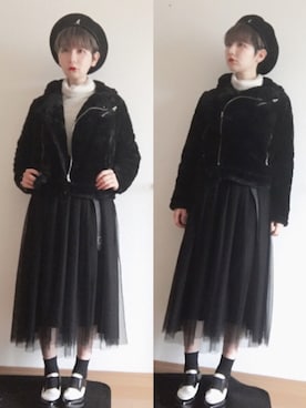 林﨑咲良さん(レディース・153cm)の冬コーディネート