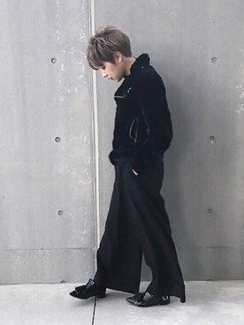 「STUDIOUS SELECT（ステュディオスセレクト）のアイテム（パンツ）」を使った、林﨑咲良さん（レディース・153cm）の秋コーディネート