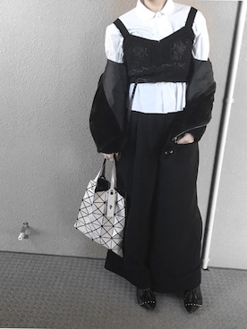「STUDIOUS SELECT（ステュディオスセレクト）のアイテム（パンツ）」を使った、林﨑咲良さん（レディース・153cm）の冬コーディネート