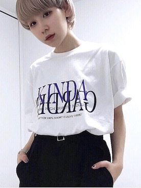 「STUDIOUS SELECT（ステュディオスセレクト）のアイテム（パンツ）」を使った、林﨑咲良さん（レディース・153cm）の春コーディネート